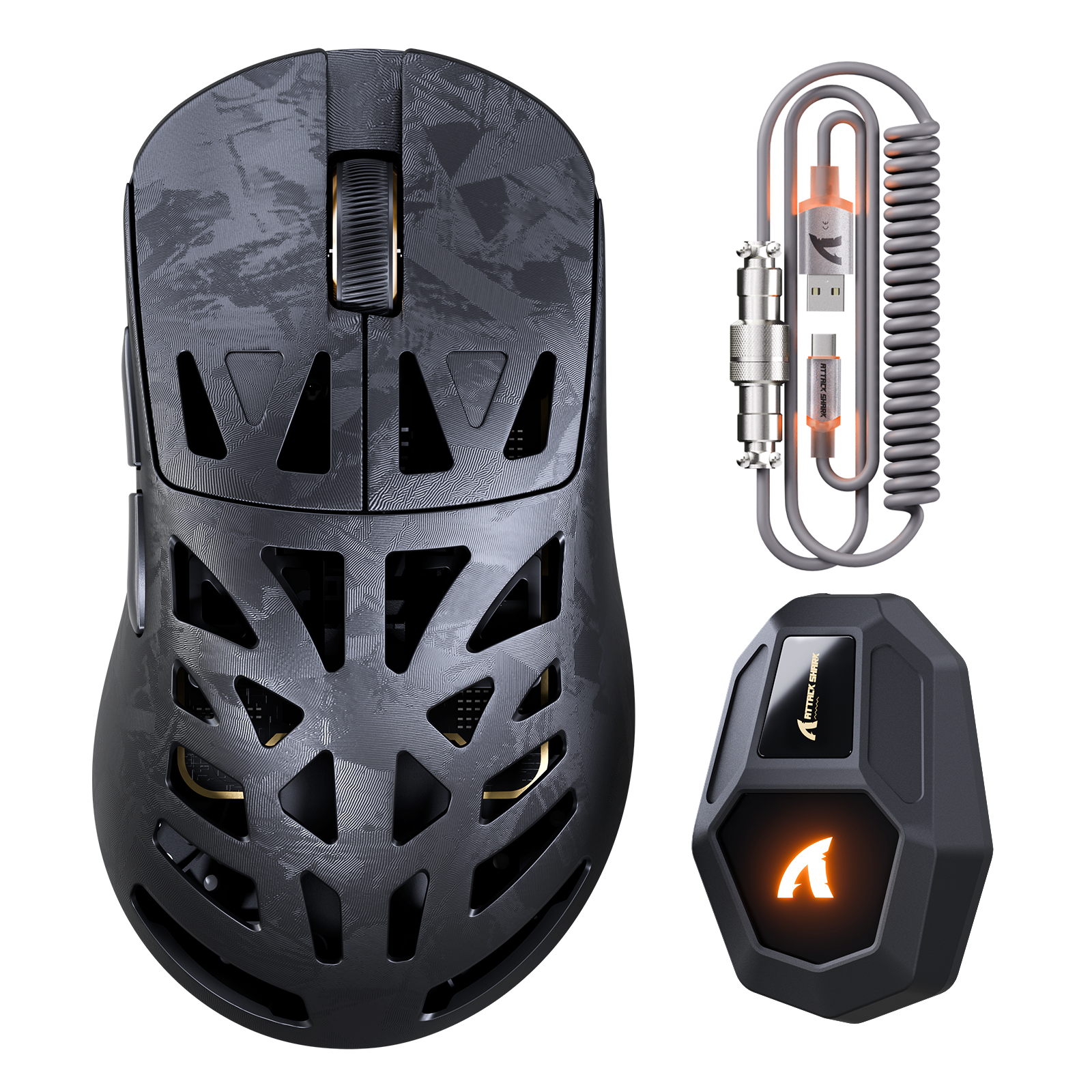 Ratón gaming inalámbrico ATTACK SHARK RS6 ULTRA de fibra de carbono con PAW3955MAX