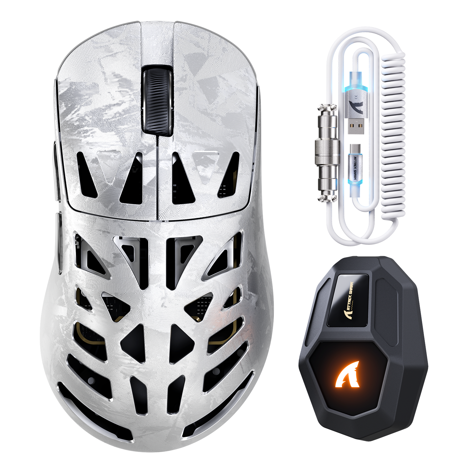 Ratón gaming inalámbrico ATTACK SHARK RS6 ULTRA de fibra de carbono con PAW3955MAX