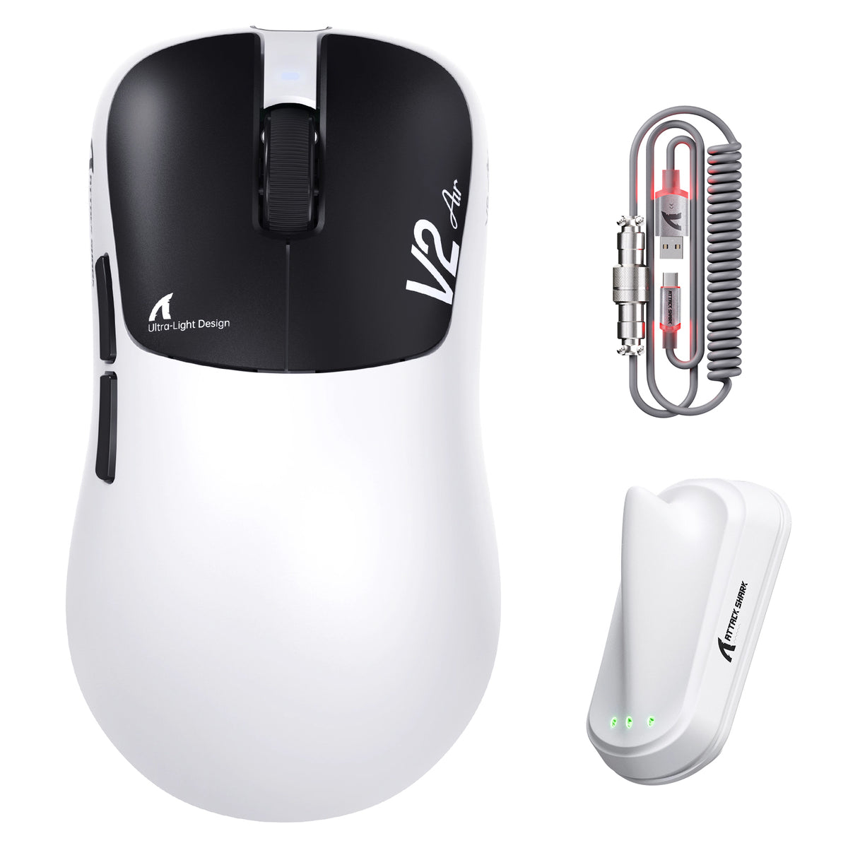 ATTACK SHARK V2 AIR PAW3955MAX Ratón inalámbrico ergonómico para gaming