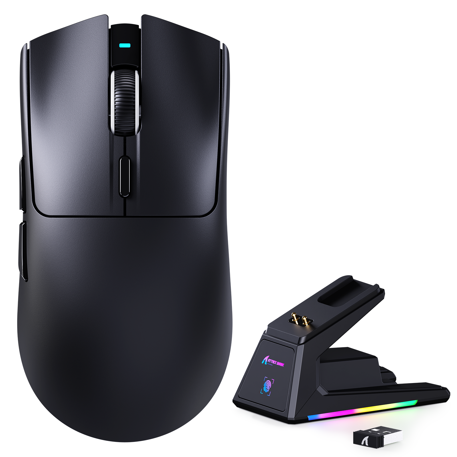 ATTACK SHARK X1 Ratón para Juegos Tri-modo con Touchpad Base de Carga RGB Sensor PAW3395PRO