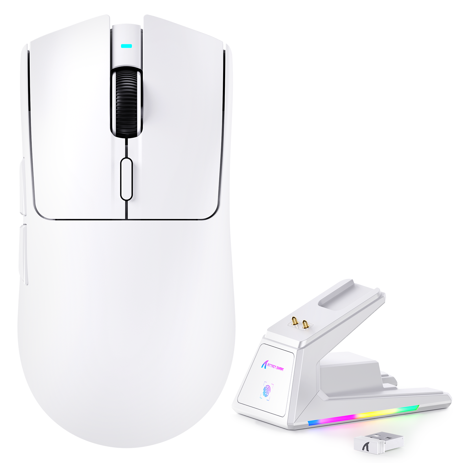 Ratón para juegos tri-modo ATTACK SHARK X1 con touchpad, base de carga RGB, sensor PAW3395PRO