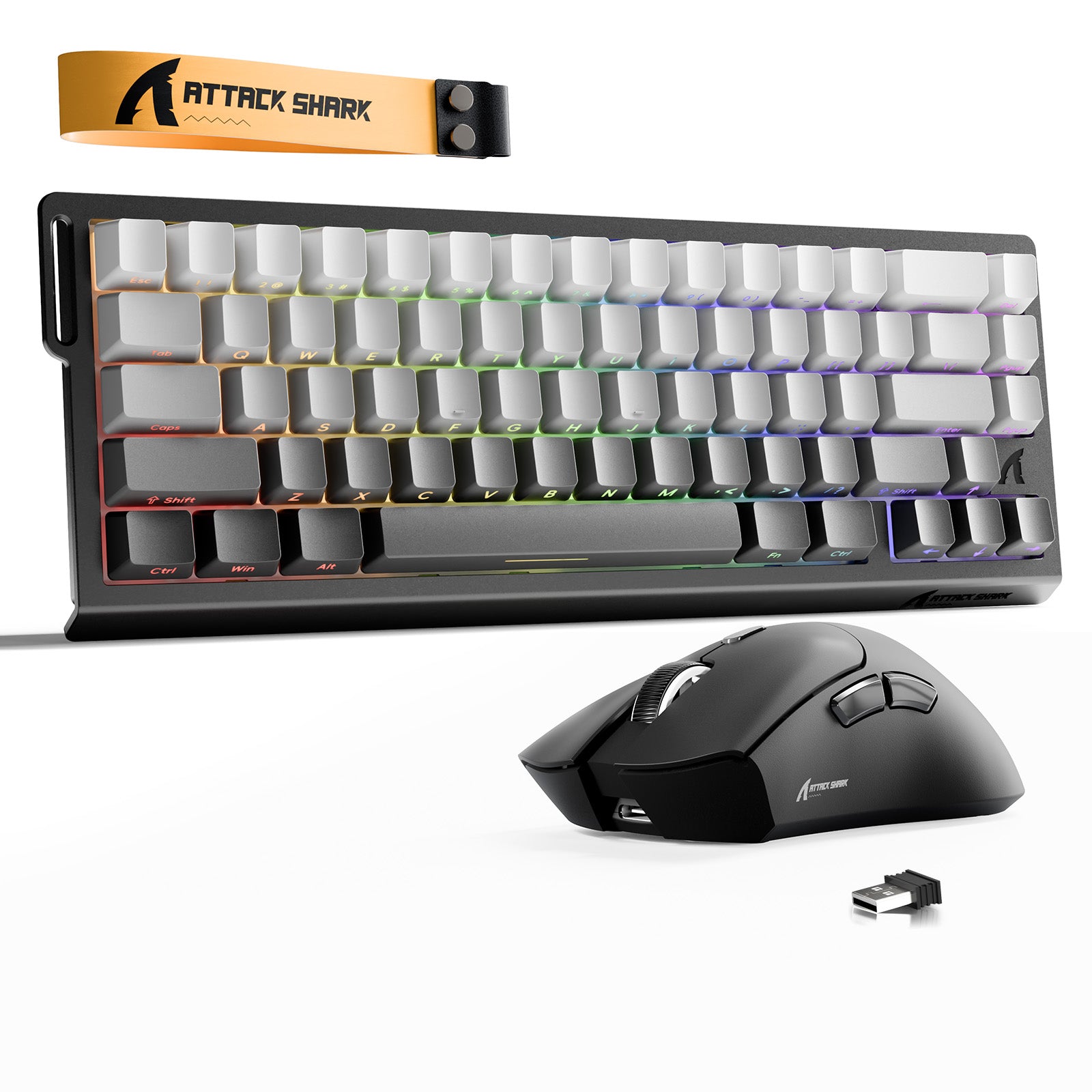 Paquete ATTACK SHARK X68HE Rapid Trigger Keyboard + ratón inalámbrico para juegos R1