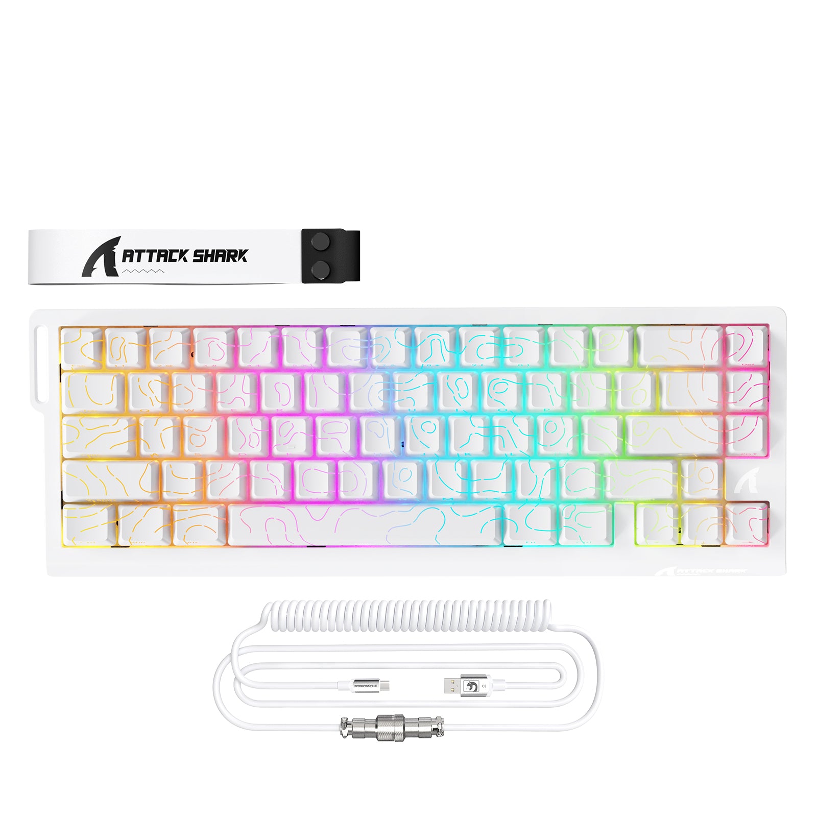 Teclado de aluminio CNC ATTACK SHARK X68MAX HE Rapid Trigger con interruptor magnético y cable en espiral RGB C01Ultra