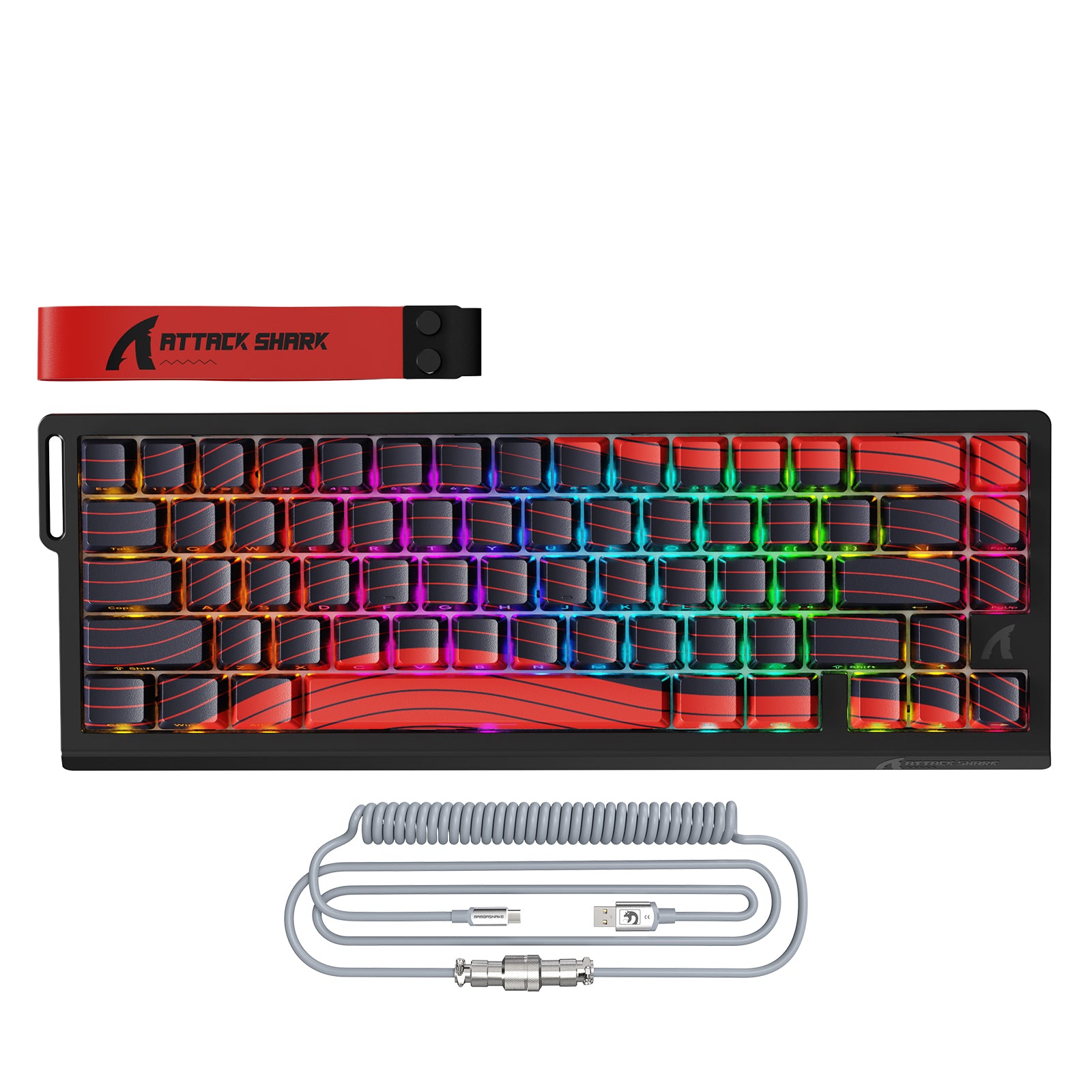 Teclado inalámbrico ATTACK SHARK X68PRO HE Rapid Trigger con cable en espiral