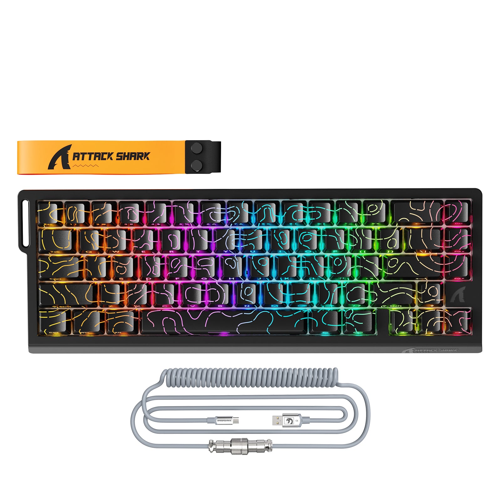 Teclado inalámbrico ATTACK SHARK X68PRO HE Rapid Trigger con cable en espiral