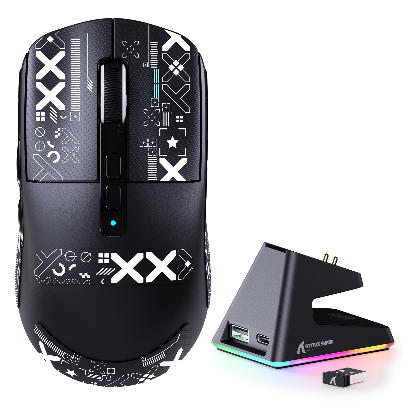 Ratón para juegos ATTACK SHARK X6 con tres modos y base de carga