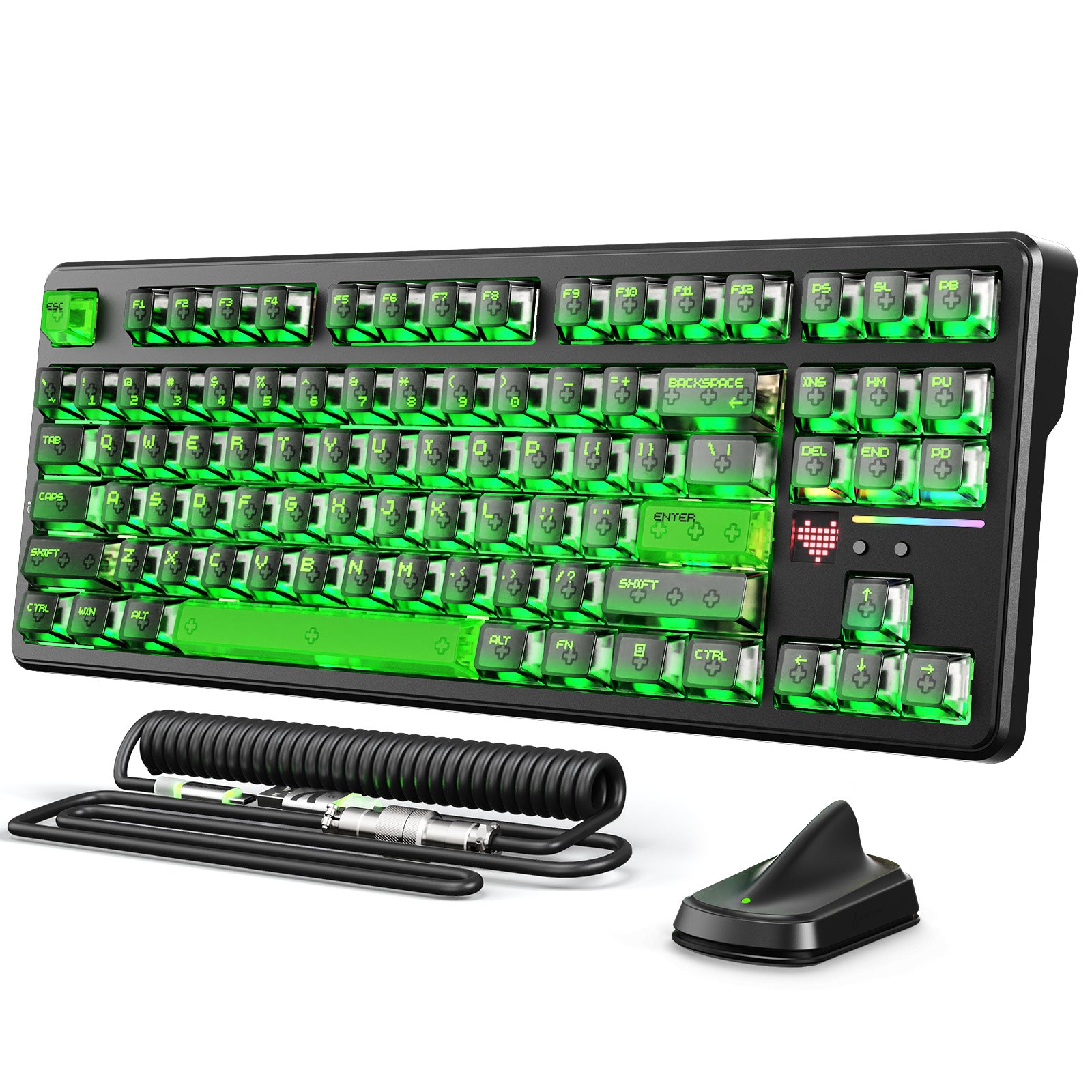 Teclado de juego inalámbrico ATTACK SHARK X87 ULTRA con receptor 8KHz y cable en espiral RGB